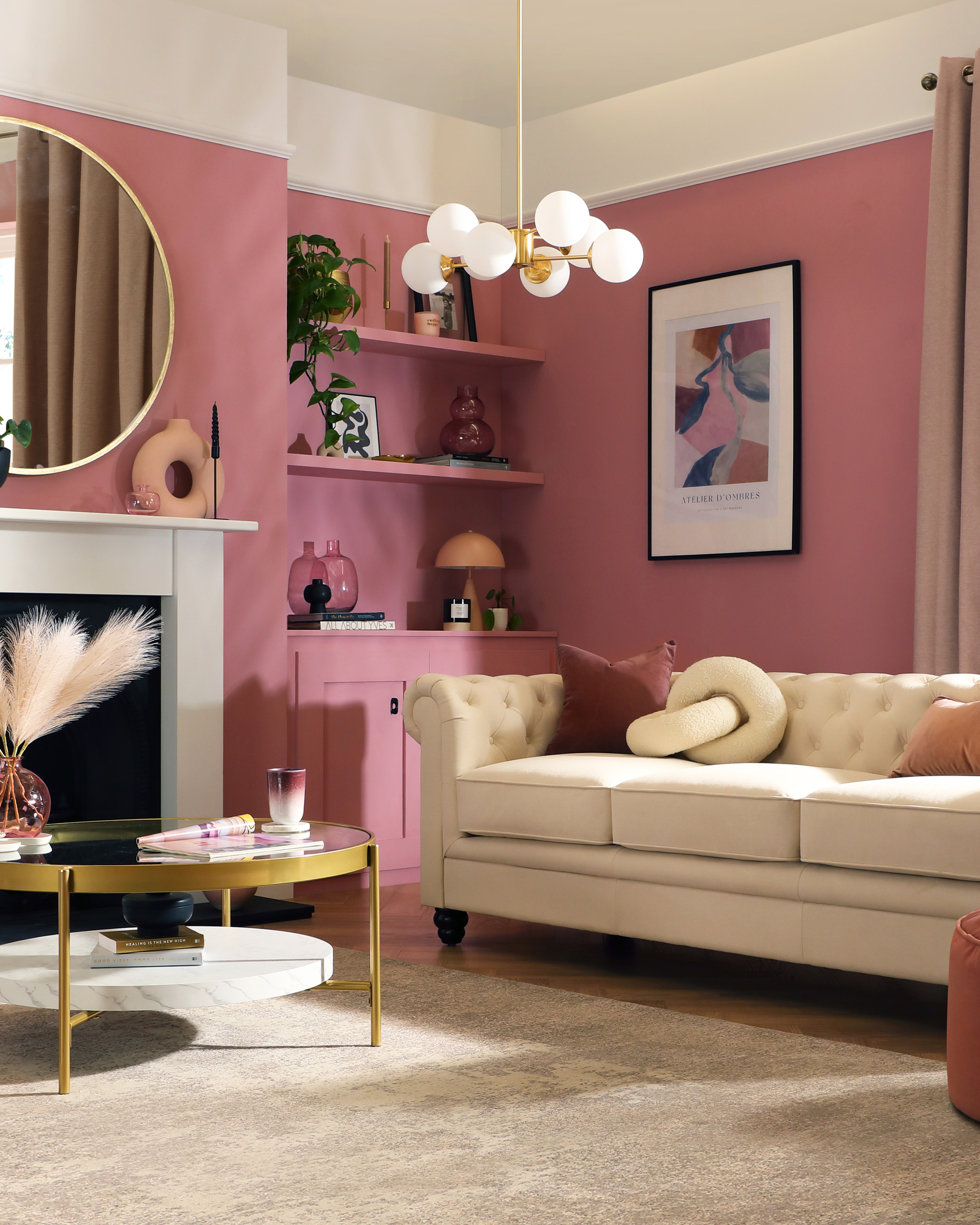 Mauve and grey living room discount